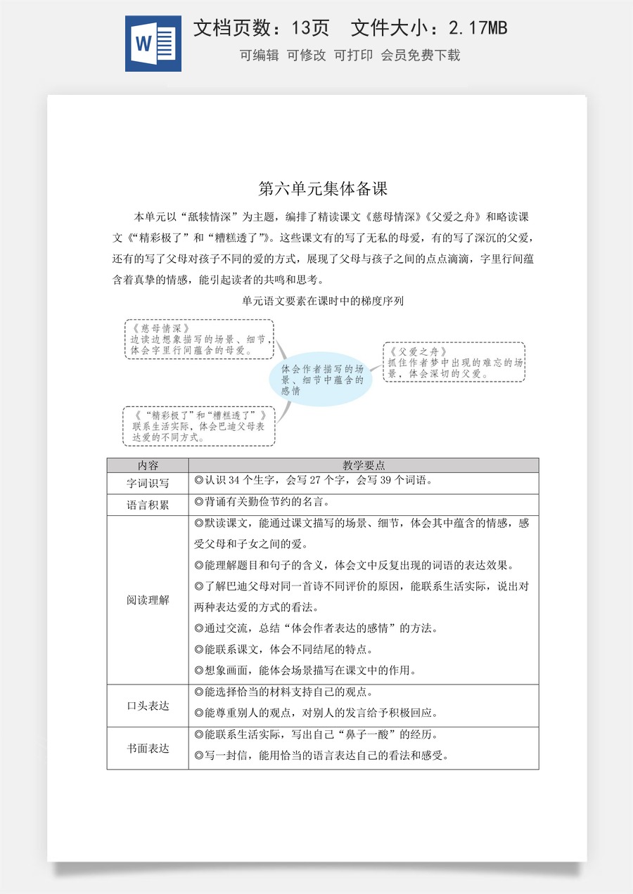 新版人教版小学语文五年级上册语文教案第六单元18 慈母情深【教案】.docx